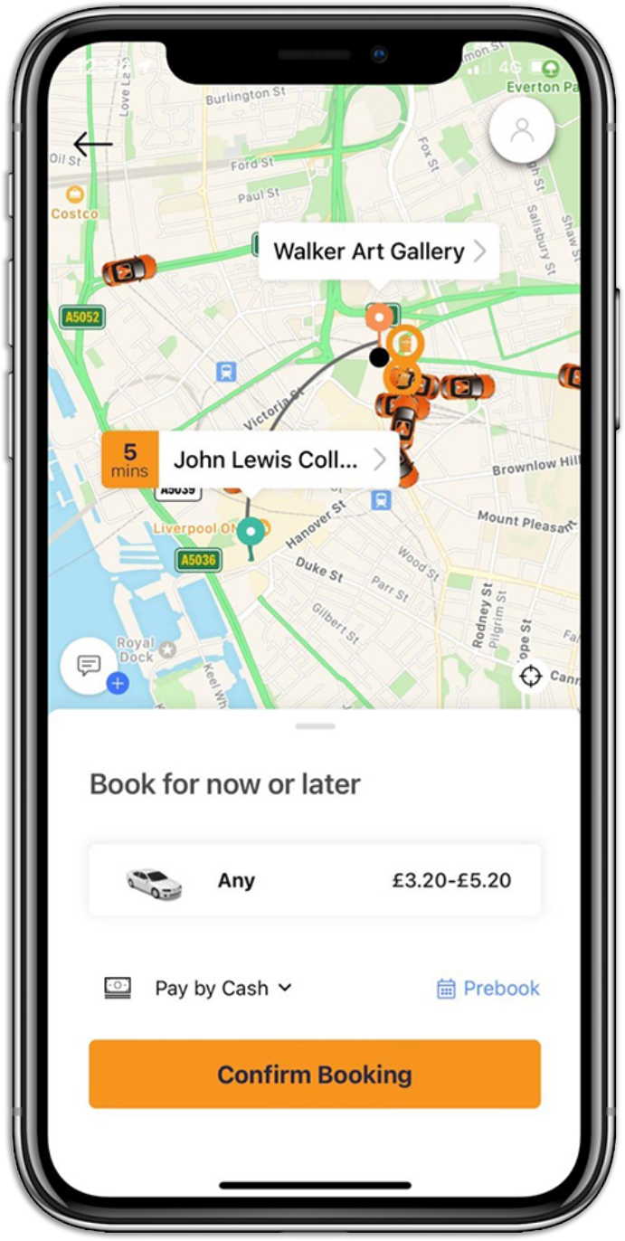 The Alpha Taxis booking app